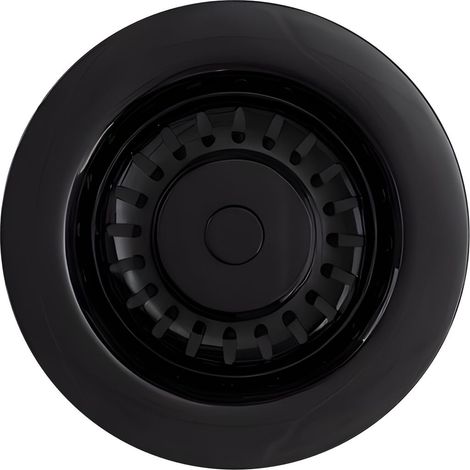 Round Kitchen Sink Strainer Waste without Overflow, Top Fix Installation, 98 x 114 x 214mm, Black