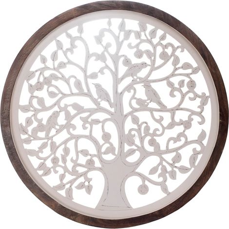 Decorazione murale Albero della Vita, design etnico moderno, targa in legno, arte decorativa da parete