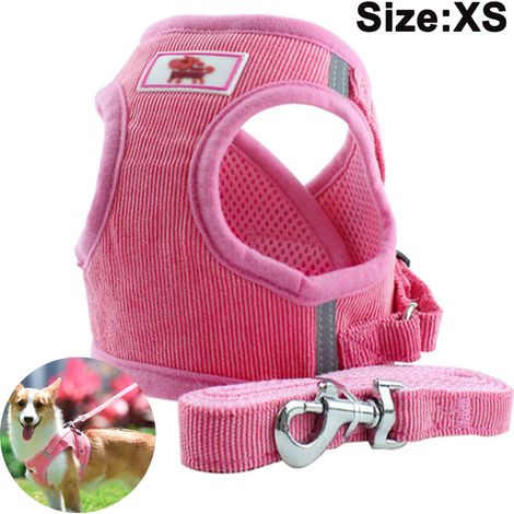 Harnais pour chien avec laisse, harnais de poitrine en maille douce pour chiens et chats de petite et moyenne taille, harnais-gilet réfléchissant, respirant et ajustable pour chiots. (1/4)
