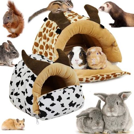 Set di 2 amache/casette in peluche per roditori, ideale come nido per criceti, gabbia giocattolo per porcellini d'India, scoiattoli, furetti e cincillà. (1/5)
