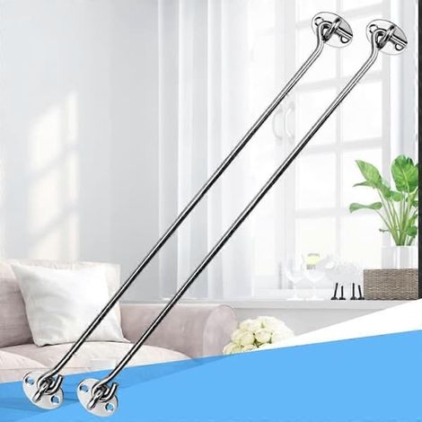 Filiyano-Lot de 2 crochets de porte en acier inoxydable, longueur 40 cm, antirouille, avec vis anticorrosion, pour fenêtre, porte de grange ou salle (1/4)