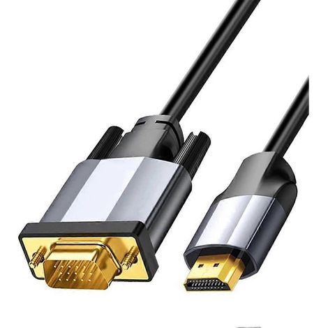 Câble HDMI vers VGA 1080p Full HD, 1,8 mètre, HDMI mâle vers VGA mâle, compatible avec les ordinateurs de bureau et portables. (1/5)