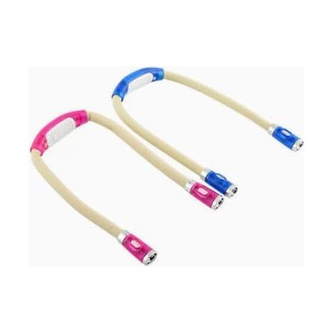 Lampada da lettura da collo ricaricabile tramite USB, rosa e bianca, pieghevole a 360°, a mani libere, ideale per leggere a letto, lavorare a maglia, viaggiare, campeggiare, con 4 modalità di illumina