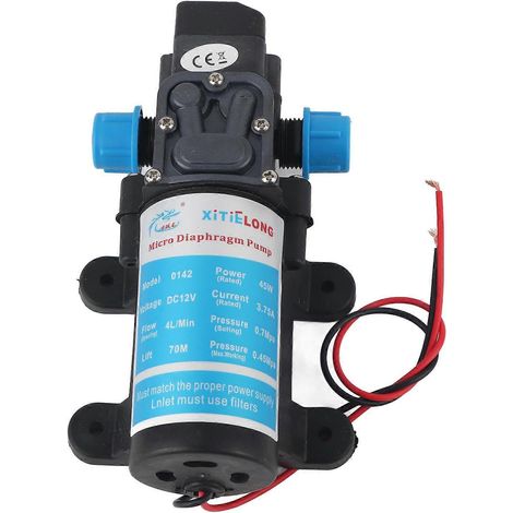 12 V DC, 45 W Mikromembran-Wasserpumpe, selbstansaugend, geräuscharm, 4 l/min Fördermenge, schwarz