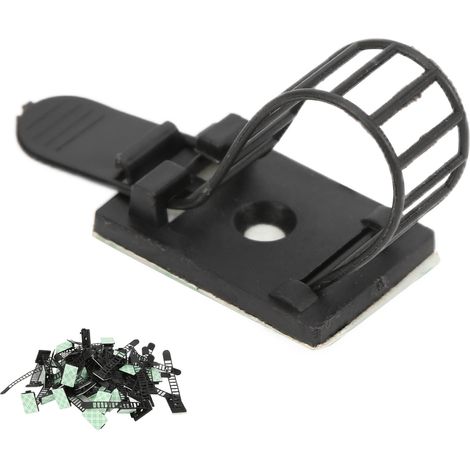 Ensemble de 50 attaches auto-adhésives pour câbles de bureau, organiseur de câbles, noir et ajustable. (1/5)