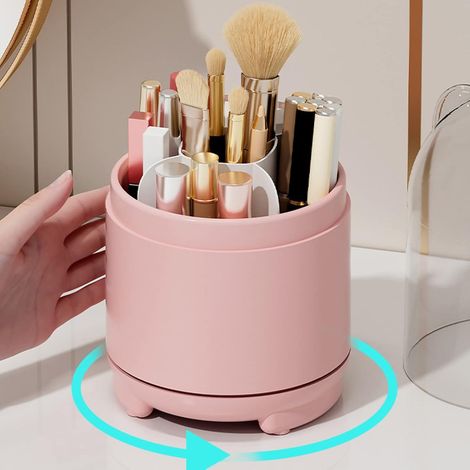 Récipient de Maquillage, Boîte à Pinceaux de Maquillage pour Prévention de la Poussière, Couvercle Transparent Amovible Rotatif à 360 Degrés pour Salon () (1/5)