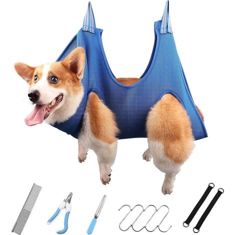 Hamaca de aseo para perros medianos - Talla L - Arnés colgante para cortar las uñas - Accesorios para ducha y baño (L) (1/5)