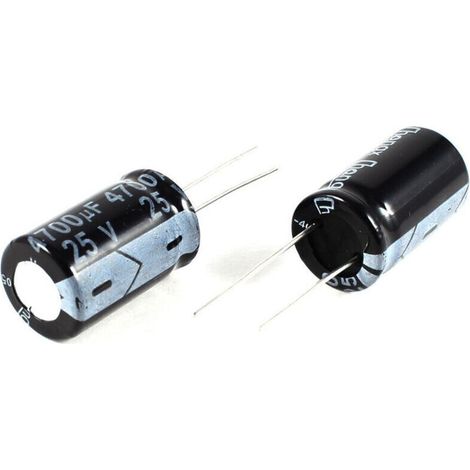 2 Pièces Condensateur Électrolytique Radial 4700uF 25V 105°C Noir 26x16mm