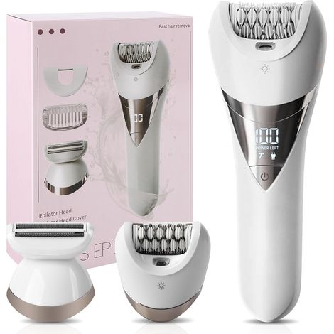 2 in 1 Electric Hair Remover for Face, Chin, Arms, Legs, Armpits, Bikini, Shaving and Hair Removal, Wide Head for Fast Hair Removal, Shaver for Women Wet and Dry (1/5)
