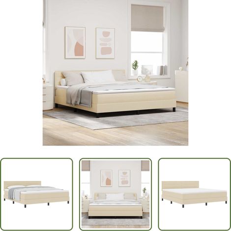 Matratze - Boxspringbett mit Matratze Creme 180 x 200 cm Stoff (1/5)