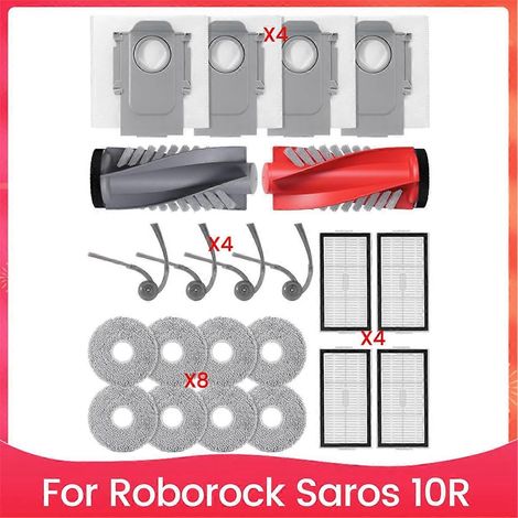 Ensemble d'accessoires pour aspirateur robot Saros 10R : brosse latérale principale, filtre HEPA, chiffon de nettoyage, sacs à poussière. (1/5)
