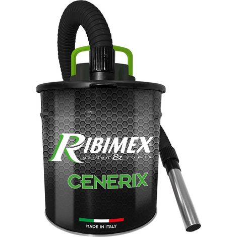 Ribimex – Aspirateur à cendres 1200 W – Dépression 17 Kpa – Filtre HEPA lavable – Bidon 18 L en tôle laquée – Flexible métal 1,10 m