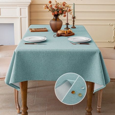Mantel con aspecto de lino, lavable, impermeable, para comedor, jardín, fiestas, bodas o el hogar, 120 x 120 cm - Verde salvia (1/5)