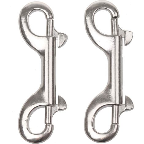 Mosquetón de doble cara, 8,9 cm (3,5"), acero inoxidable 316 de grado marino, ideal para cadenas, cubos, comederos, agricultura, caballos y correas para perros. Paquete de 2 unidades.