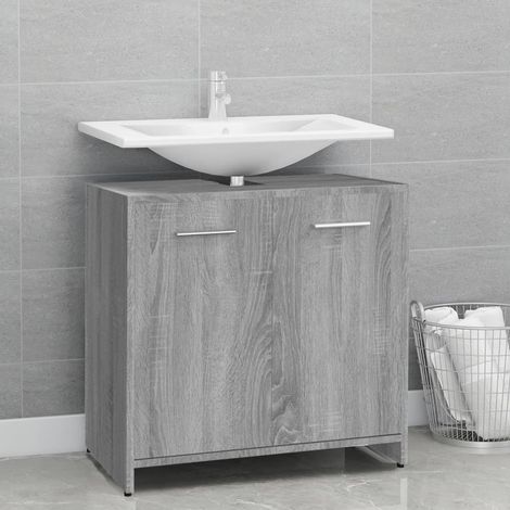 Armoire de salle de bain - Armoire de toilette Meuble de rangement Sonoma gris 60x33x60 cm Bois d'ingénierie BV407841 - BonneVie (1/5)
