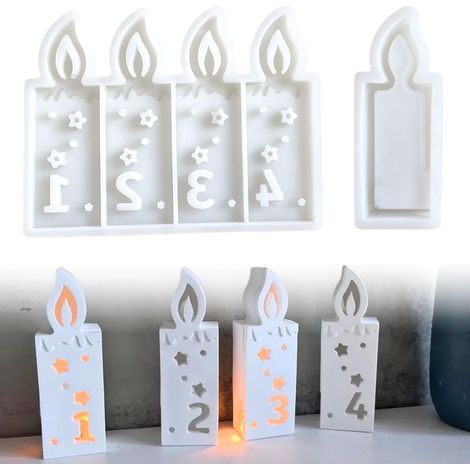 Silicone mold for Advent wreaths (1 to 4 pieces), plaster molds for casting, mold for plaster and epoxy resin candles (1/5)