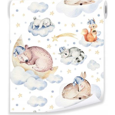 Papier peint enfant animaux de la forêt déco murale chambre enfant – rouleau 0,5 x 10 m intissé écologique Wallarena (1/3)