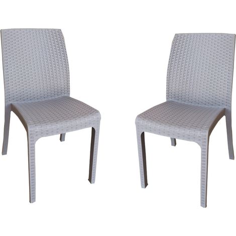 Sedia impilabile in polipropilene effetto rattan VIRGINIA Tortora set 2 pezzi