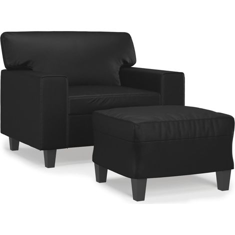 Maison Exclusive - Sessel mit Hocker Schwarz 60 cm Kunstleder