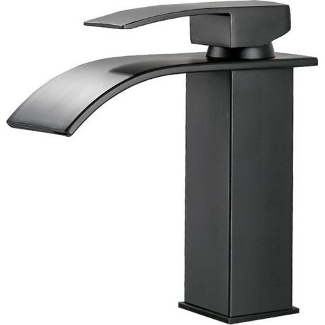 TAISHENGDA - Schwarze Wasserfall-Waschtischarmatur mit hohem Auslauf, Einloch-Waschtischarmatur (Hoch) (1/5)