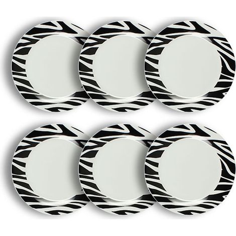Lot de 6 assiettes plates 26.5cm en porcelaine, ZEBRE (1/2)
