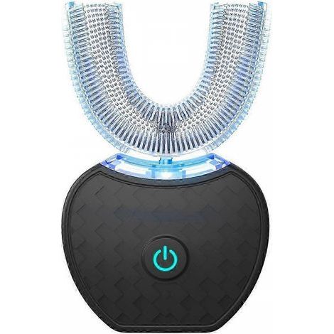 Brosse à dents électrique ultrasonique (noire), brosse à dents automatique en forme de U pour un nettoyage complet de la bouche à 360° et un blanchiment des dents-AquaForge (1/5)