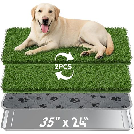 90 x 60 cm grass mat for dogs with stainless steel tray (1/5)