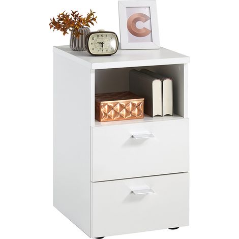 Nachttisch Nachtschrank in weiß CERNA-10, auch für Boxspringbetten geeignet, B/H/T ca. 35/61,5/39,9 cm (1/5)