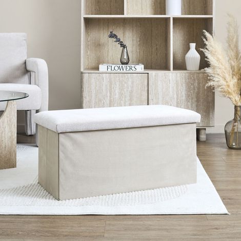 Coffre Banc Pliable - Home Deco Factory - Emilia - Pratique - élégant - Beige