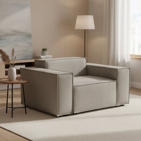 Dmora - Lounge-Sessel Dciurri, Lounge-Sessel, 100% Made in Italy, Relaxsessel aus gepolstertem Stoff, Cm 140x95h70, Turteltaube (1/5)