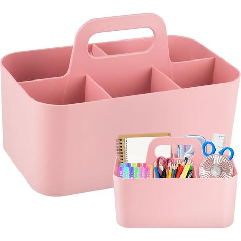 1 Boîte de rangement, empilable, plastique, poignée, compartiments amovibles, bureau maison (1/5)