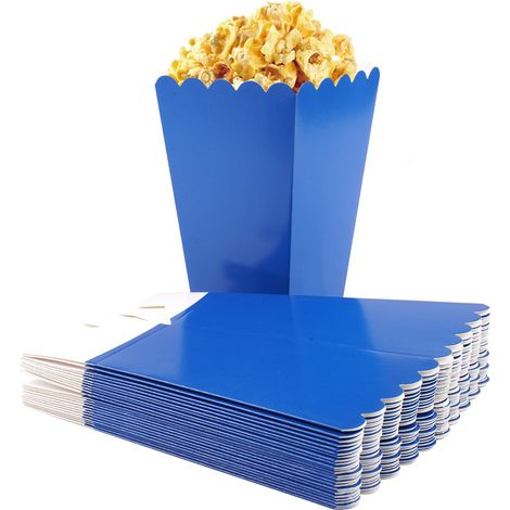 24 Pièces Petite Boîtes à Popcorn Bleu Marine, 11,5 x 7 x 5 cm Boîtes à Popcorn Pliables en Papier, Cornet Pop Corn Bleu, Petite Conteneur de Pop-corn en Papier pour Fête, pour Nuptiale, Cinéma (1/5)