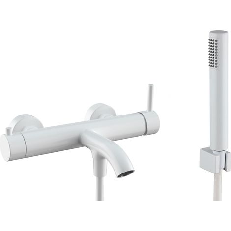 Conjunto de Bañera Modelo SIRIO Fabricado en Latón Monomando Acabado en Blanco (1/2)