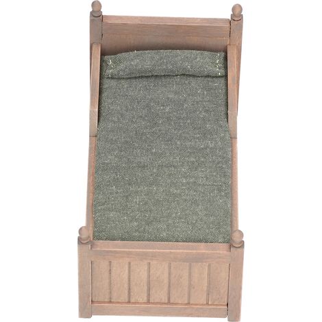 Lit miniature en bouleau pour maison de poupée à l'échelle 1:12, mobilier miniature, accessoires de décoration pour maison de poupée, marron (1/5)