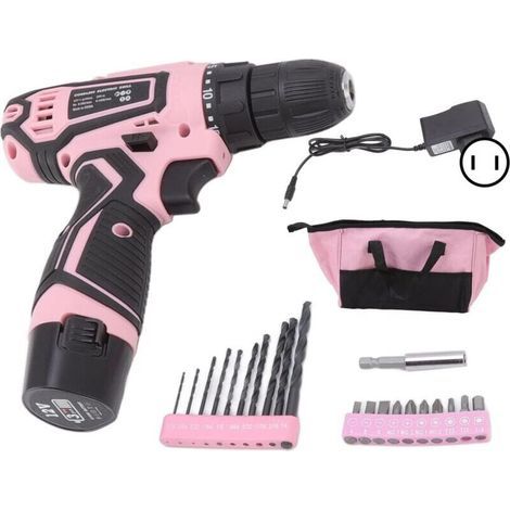 Tournevis électrique 12V Rechargeable sans Fil Perceuse Compacte Outils à Main Kit de Vis Gyroscopique Automatique Ensemble D'outils Rose pour les Femmes Outils électriques pour la Maison(EU P (1/4)