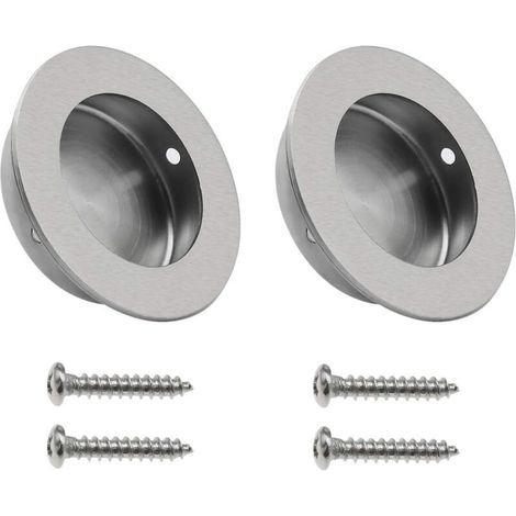 Maniglie rotonde a incasso in acciaio inox 304 spazzolato, maniglie circolari a incasso, pomelli a scomparsa per ante scorrevoli di armadi con viti. (1/4)