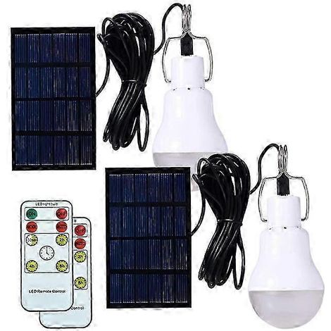 Lanterne solaire portable 2 pièces - lampe de camping LED avec panneau solaire