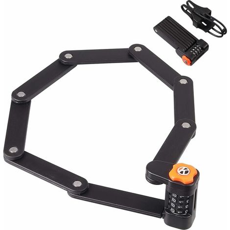 Antivol pliable pour vélo, trottinette électrique, trottinette, antivol de vélo résistant au cisaillement, cadenas à code 4 chiffres, pliable en 8 sections, 8 maillons en acier ultra-résistant (1/5)