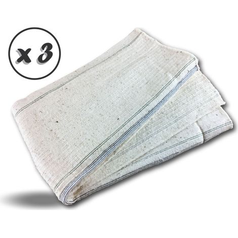 Serpillère couleur écrue avec liseré bleu - Lot de 3 - Modèle 750x600 mm (1/5)