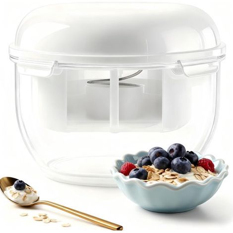 Colador de yogur griego，colador de yogur de 3000 ml，separador de suero con filtro de acero inoxidable de malla fina，colador de leche de soja (1/5)