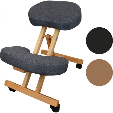Tabouret de bureau ergonomique pliable et réglable – Siège assis-genoux en hêtre avec rembourrage mousse – Roues directionnelles 360° – Vivezen