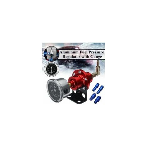 Régulateur de pression de carburant en aluminium réglable universel rouge avec kit de jauge (rouge, rouge) (1/4)