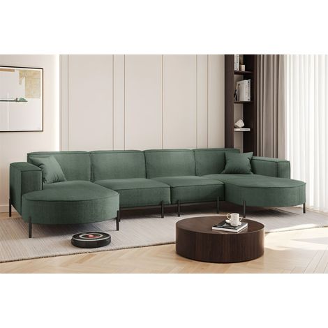 Wohnlandschaft U-Form Sofa VALENCIA XL in Stoff Scala Forest (1/2)
