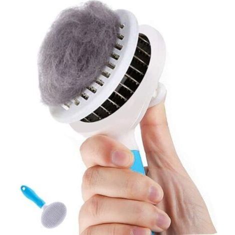 Brosse à chat auto-nettoyante pour perte de poils et toilettage - enlève les sous-poils morts, les nœuds - brosse de massage pour chats et chiens (1/4)