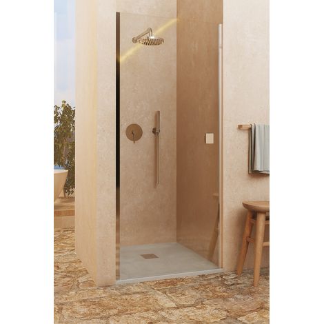 Box Doccia BATTENTE – Reversibile – Senza profilo inferiore – Vetro temperato trasparente 6 mm anticalcare – CROMATO – Largeur 78,5-80 cm - H 195 cm (1/5)