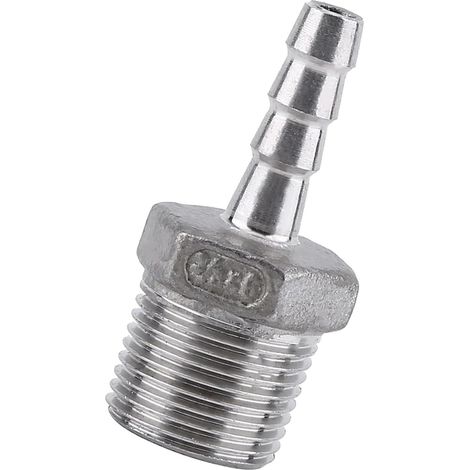 Male Thread Hose Fitting, Barbed Pipe Tail Connector, 304 Stainless Steel Quick Seal Adapter for Water, Air and Fuel Pipe (3/8''6mm) (1/5)