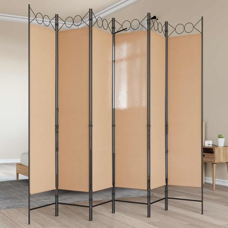 vidaXL 6-Panel Room Divider Beige 240 x 200 cm Fabric