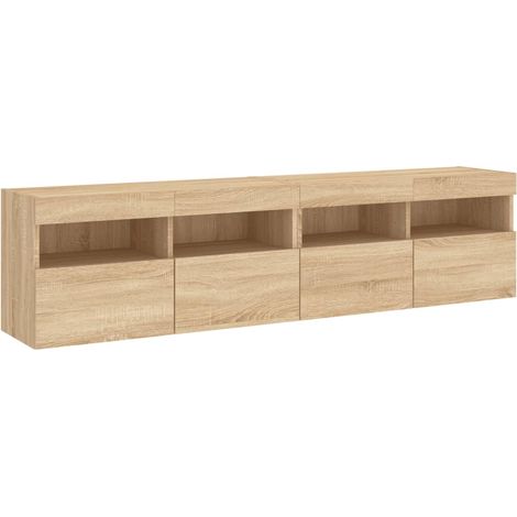 Mobili TV da parete scaffale multimediale credenza TV sala da pranzo soggiorno camera da letto luci LED 2 pezzi rovere Sonoma 80 x 30 x 40 cm marrone 020029181