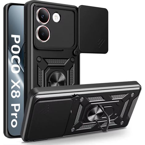 Custodia protettiva rinforzata per Xiaomi Poco X8 Pro, CamShield Slide, nera (1/5)