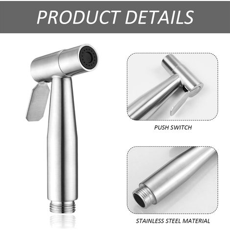 doccetta, soffione doccia in acciaio inox, spruzzatore bidet per WC, doccetta a mano, argento